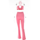 2025 Popular,  ins summer new casual suit sexy tube top drawstring neck top high waist pit strip trousers women