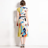 Pleated printed top set  summer dress, Popular fashion and thin skirt two-piece set chiffon wear