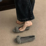 2025  retro flat-soled single shoes women's autumn and winter new outer wear warm plush shoes big bow plush cotton shoes