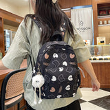 Xiulong Simple Cute Backpack College Vintage Small Backpack Mori Style Little Bear Cartoon Printed Student Schoolbag