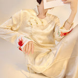 Spring Heavy Industry National Style New Chinese-style diagonal placket buckle fashionable design sense high-end silk embroidered shirt M3088