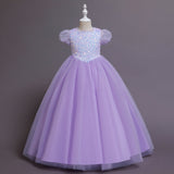 Kamames  Autumn New Girl Princess Children's Dress Color Mesh Costume for Piano Performance Baby Birthday Catwalk Puffy