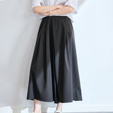 Cotton cocoon, commuter pocket elastic waist wide-leg nine-point pants, summer  new fashionable versatile and thin pants