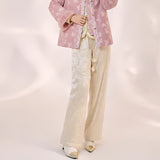 New Chinese temperament acetic acid embroidered straight-leg pants winter new national style versatile design cotton trousers MY074