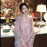 New new Chinese style bead embroidery heavy industry sequins thin coat light luxury celebrity temperament top M4105