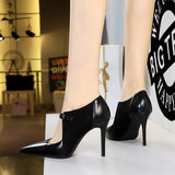 2025 9783-1 Retro  style high heels, thin heel suede pointed splicing, hollow deep mouth shoes, single shoes, high heels women's shoes