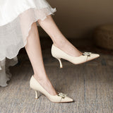 2025 7955-5 Simple and fashionable H-buckle single shoes for women 2025 new pointed thin heels high heels  banquet single shoes for women