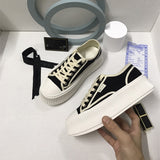 kamames Classic Style Mid-Ancient Canvas Shoes  New Low-Top Lace-up Internet Celebrity Biscuit Shape Shoes Color Matching round Head Thick Bottom Women's Shoes