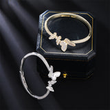 2025 High-end natural fritillary butterfly bracelet inlaid with zircon light luxury fashion versatile women's niche open jewelry wholesale