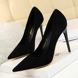 2025 9511-1  style fashionable simple thin heel super high heel shallow mouth pointed suede thin sexy nightclub women's single shoes