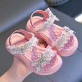 KAMAMES Girls' Sandals Summer  New Children's Non-Slip Soft Bottom Princess Beach Shoes Children Girls' Fashion Sandals