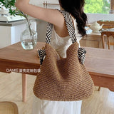 KAMAMES Korean Style Young Girl Same Style  New Net Red Wind Fashion All-Matching Woven Bag