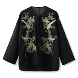 New Chinese style magpie embroidery light luxury design sense mulberry silk jacket temperament suspender skirt set female M6089