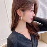 2025 S925 silver needle   style earrings Internet celebrity temperament light luxury earrings exaggerated atmosphere C-shaped large circle earrings