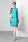 Pleated loose improved cheongsam skirt women's short-sleeved summer  new mother age-reducing dress Chinese style