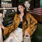 New Chinese style national style button top women's clothing  autumn new design sense high-end silk jacket M7060