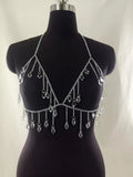 2025 FB3476  body chain transparent crystal gemstone pendant fringed chain chest chain waist chain combination body chain