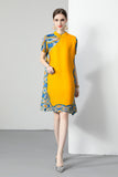 Pleated loose improved cheongsam skirt women's short-sleeved summer  new mother age-reducing dress Chinese style