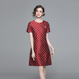 Popularan station new celebrity temperament light luxury dress heavy industry jacquard letter rabbit slim and thin dress