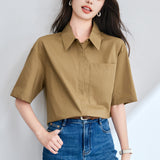 Cotton cocoon, white short-sleeved shirt women's summer  new commuter versatile Korean version white shirt casual versatile