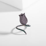 2025 Japan and South Korea simple index finger ring Internet celebrity style inlaid zircon light luxury fashion personalized tail ring open rose ring female