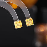 2025 S925 silver needle earrings geometric square zircon earrings niche design temperament versatile small square diamond simple stud earrings