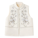New Chinese high-end sequined embroidered design shirt  spring national style disc-buckled stand-up collar vest MZ064
