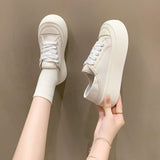 kamames Niche Design All-Match Super Hot White Shoes for Women  Spring and Autumn New Hong Kong Style Thick Bottom Height Increasing Canvas Shoes Two-Way Wear