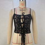 style popular new sexy lace-up lace perspective small suspender small vest tube top wholesale women's top