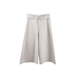 2025 THE MIND Korean version of simple cropped pants women's 2025 summer versatile wide-leg casual pants (with belt) T5003X