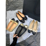 2025  popular new flat-bottomed round head bow ballet shoes, small fragrant wind soft sole, light fairy one-pedal color matching shoes