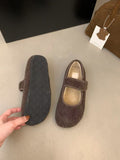 2025  Thick-soled velvet Velcro fluffy shoes women's shoes popular autumn and winter with skirts Mary Jane single shoes warm cotton shoes