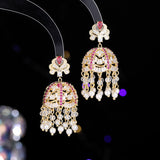 2025 Ethnic exotic style retro court style earrings copper inlaid zircon light luxury medieval tassel creative three-dimensional wind chime earrings