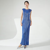 2025 Hot-style texture dress women's summer bronzing straight long dress high-end temperament elegant  dress