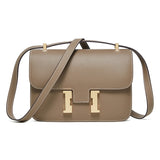 KAMAMES 2025 Large palm lizard pattern cowhide bag New trendy leather women's bag h buckle Kangkang bag Stewardess bag Crossbody small square bag