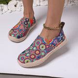 kamames Spring New Canvas Shoes Women's Foreign Trade plus Size Women's Shoes round Toe Elastic Slip-on Printed Casual Shoes Wholesale