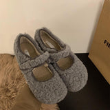 2025  Mao Mao shoes women wear Doudou shoes women's Birkenstocks new autumn and winter models with flat bottom velvet warm single shoes women