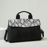 2025 Bag Women's Handbag Premium Sense Large Capacity Python Pattern Woven Boston Bag  One Shoulder Crossbody Women's Bag