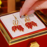 New Year's red zircon crystal wheat ear earrings temperament festive Ankola red ear ear ear Ping An fringed earrings look thin