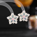 2025 retro celebrity elegant temperament flower stud earrings high-end earrings women's s925 silver needle zircon earrings wholesale