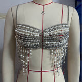 2025 Q5034Y  vest fashion beaded Bra neck top small vest body chain chest chain real shot
