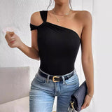 women's clothing popular fashionable and sexy off-the-shoulder waist women's top, small vest, high-end temperament, solid color and thin