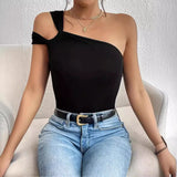 women's clothing popular fashionable and sexy off-the-shoulder waist women's top, small vest, high-end temperament, solid color and thin
