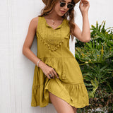 European and American Women's Clothing 2024 Summer New Loose Sexy Solid Color Super Mori Dress