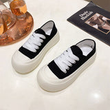 kamames Niche Design All-Match Super Hot White Shoes for Women  Spring and Autumn New Hong Kong Style Thick Bottom Height Increasing Canvas Shoes Two-Way Wear