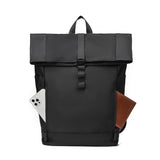 2025 Street Trend Backpack Men's Folding Roll Top Casual Backpack Large Capacity Outdoor Travel Backpack Commuter