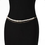 2025 3282  waistchains vary in size, pearl joined metal thin chain fringed pendulum chain waist chain body chain