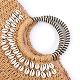 KAMAMES New Straw Bag Handbag Moon Bag Vacation Beach Bag Semicircle Woven Bag Shell round Bucket Bag