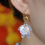super fairy fringed lily earrings, fashionable and simple long flower earrings, a two-wear earring, niche