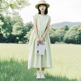Official website  summer new  gentle wind high-end temperament waist thin sleeveless dress women